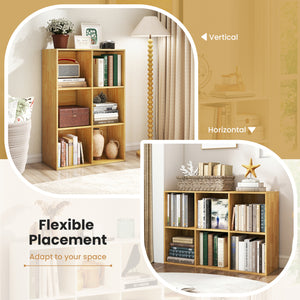 Modern 6-Cube Bookcase with Anti-tipping Kits for Bedroom Living Room-Burlywood