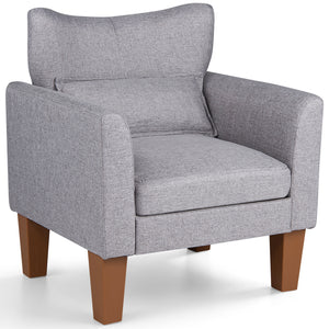 Modern Accent Chair with Removable Cushion & Pillow for Living Room-Gray