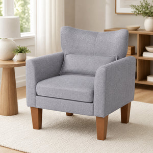 Modern Accent Chair with Removable Cushion & Pillow for Living Room-Gray