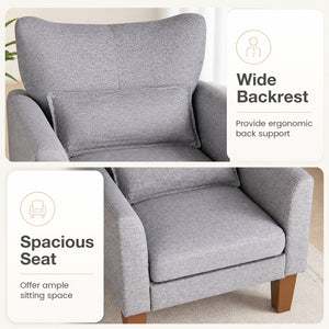 Modern Accent Chair with Removable Cushion & Pillow for Living Room-Gray