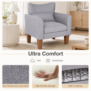 Modern Accent Chair with Removable Cushion & Pillow for Living Room-Gray