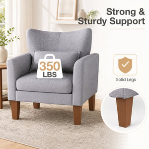 Modern Accent Chair with Removable Cushion & Pillow for Living Room-Gray