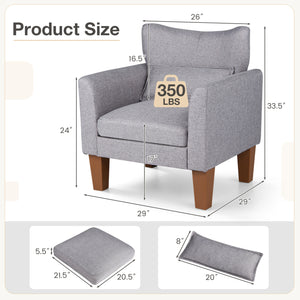 Modern Accent Chair with Removable Cushion & Pillow for Living Room-Gray