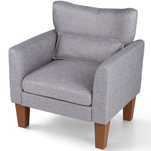 Modern Accent Chair with Removable Cushion & Pillow for Living Room-Gray
