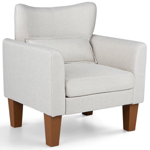 Modern Accent Chair with Removable Cushion & Pillow for Living Room-Beige