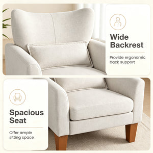 Modern Accent Chair with Removable Cushion & Pillow for Living Room-Beige