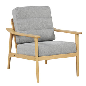 Modern Accent Chair with Rubber Wood Armrests and Legs for Living Room-Natural