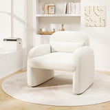 Modern Accent Chair with Waist Pillow and Armrests for Living Room Bedroom-Beige