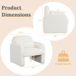 Modern Accent Chair with Waist Pillow and Armrests for Living Room Bedroom-Beige