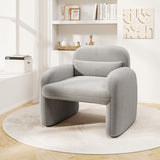 Modern Accent Chair with Waist Pillow and Armrests for Living Room Bedroom-Gray