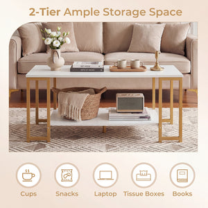 Modern Accent Table with Open Storage Shelf for Apartment and Lounge-White