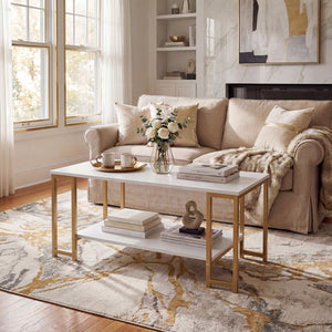 Modern Accent Table with Open Storage Shelf for Apartment and Lounge-White