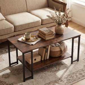 Modern Accent Table with Open Storage Shelf for Apartment and Lounge-Rustic Brown