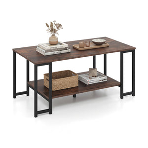 Modern Accent Table with Open Storage Shelf for Apartment and Lounge-Rustic Brown