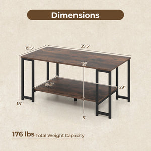 Modern Accent Table with Open Storage Shelf for Apartment and Lounge-Rustic Brown