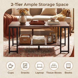 Modern Accent Table with Open Storage Shelf for Apartment and Lounge-Rustic Brown