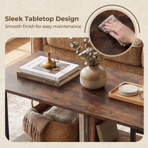 Modern Accent Table with Open Storage Shelf for Apartment and Lounge-Rustic Brown
