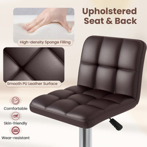 Modern Bat Stools Set of 2 with Back and Heavy-duty Metal Base and Footrest-Brown