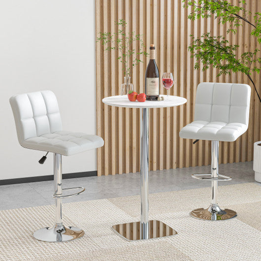 Modern Bat Stools Set of 2 with Back and Heavy-duty Metal Base and Footrest-White