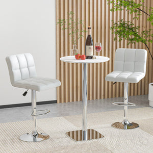 Modern Bat Stools Set of 2 with Back and Heavy-duty Metal Base and Footrest-White