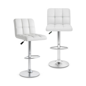 Modern Bat Stools Set of 2 with Back and Heavy-duty Metal Base and Footrest-White