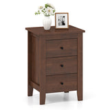 Modern Bedside Cabinet with 3 Drawers for Living Room and Bedroom-Walnut
