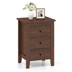 Modern Bedside Cabinet with 3 Drawers for Living Room and Bedroom-Walnut