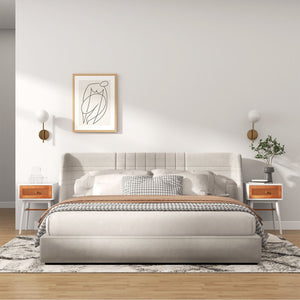 1-Drawer Modern Bedside Table with Solid Wood Legs-White by DirectDeals