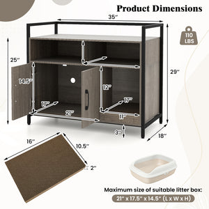 Hidden Cat Washroom with Double Doors and Scratch Cardboard-Oak