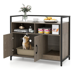 Hidden Cat Washroom with Double Doors and Scratch Cardboard-Oak