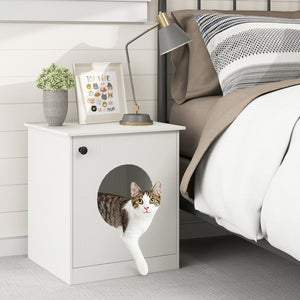 Modern Cat Litter Box Enclosure for Small to Large Cats-White