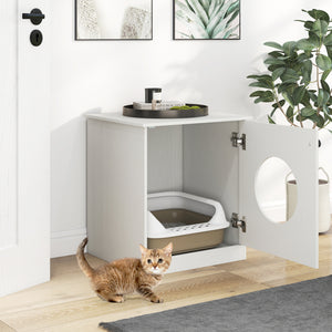 Modern Cat Litter Box Enclosure for Small to Large Cats-White