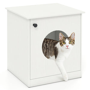 Modern Cat Litter Box Enclosure for Small to Large Cats-White