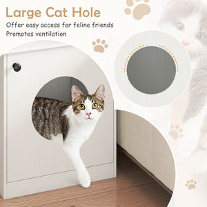 Modern Cat Litter Box Enclosure for Small to Large Cats-White