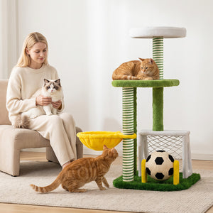 Modern Cat Tree for Indoor Kittens Multi-level Cat Tower with Perches-Green