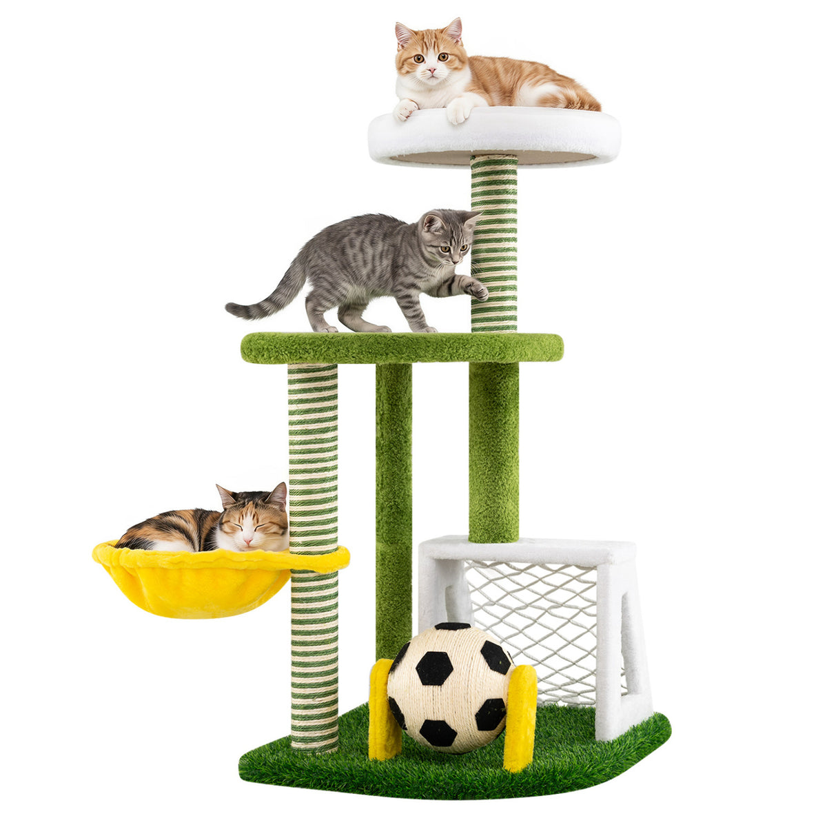 Modern Cat Tree for Indoor Kittens Multi-level Cat Tower with Perches-Green