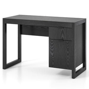 Modern Computer Desk Writing Workstation with Cabinet and Drawer-Black