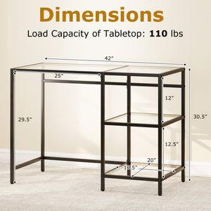 Modern Console Table with 2 Open Shelves and Metal Frame-Black