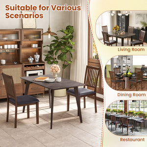 Upholstered Modern Dining Chair Set of 2 with Slanted High Backrest-Brown