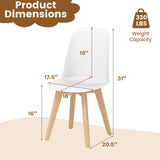 Modern Dining Chair Set of 2 with Solid Beech Wood Legs and Tilt Backrest-White