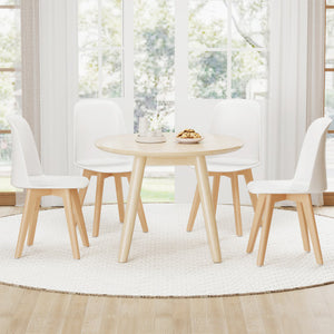 Modern Dining Chair Set of 2 with Solid Beech Wood Legs and Tilt Backrest-White