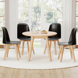 Modern Dining Chair Set of 2 with Solid Beech Wood Legs and Tilt Backrest-Black