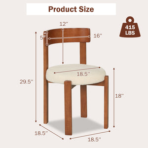 Modern Dining Chairs Set of 2 with Solid Rubber Wood Legs-Brown
