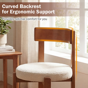 Modern Dining Chairs Set of 2 with Solid Rubber Wood Legs-Brown