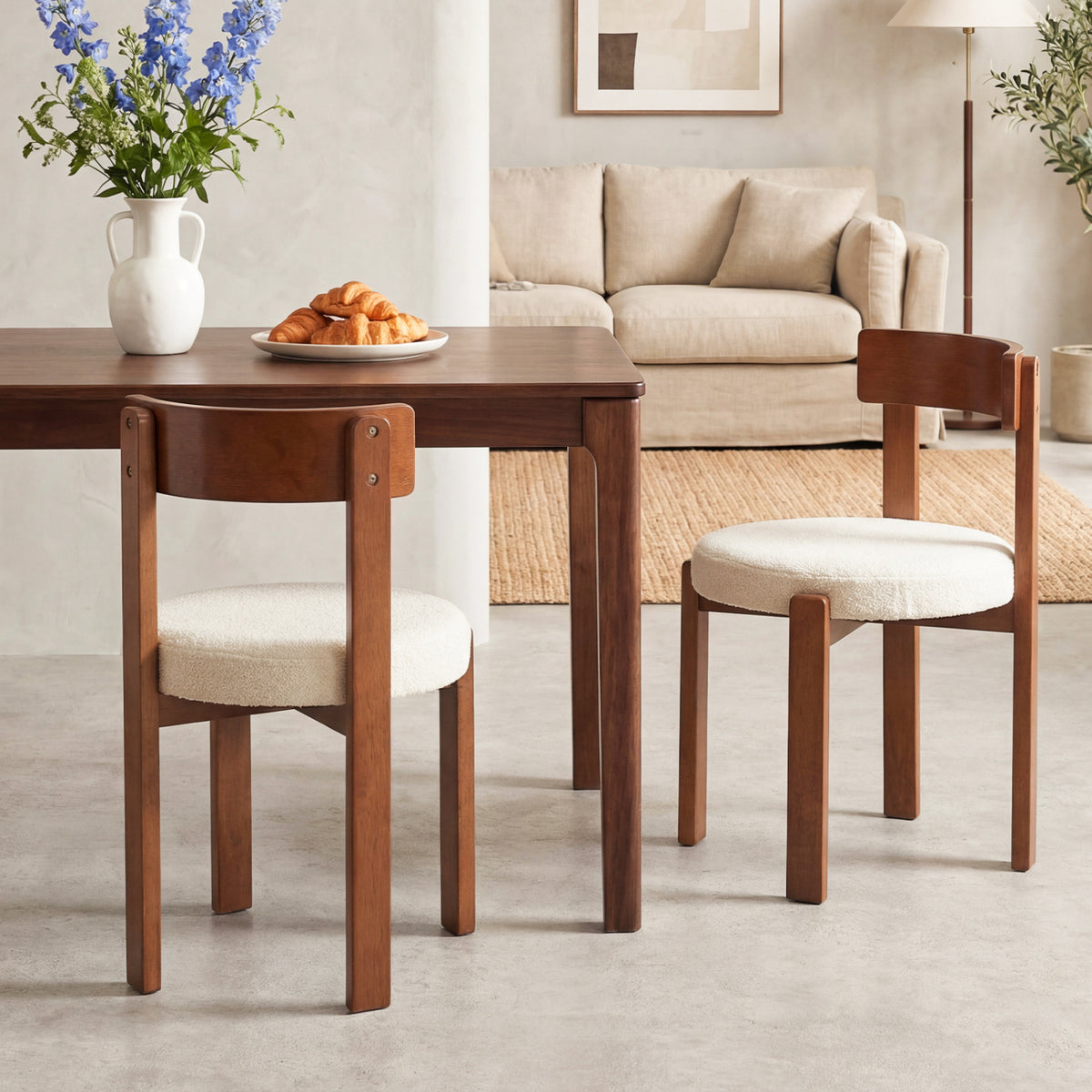 Modern Dining Chairs Set of 4 with Solid Rubber Wood Legs-Brown