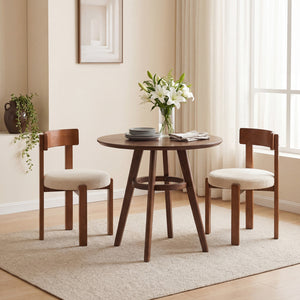 Modern Dining Chairs Set of 4 with Solid Rubber Wood Legs-Brown