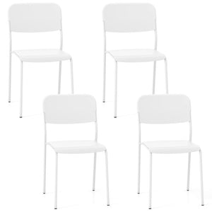 Modern Dining Chairs Set of 4 with Tilted Backrest and Sturdy Metal Legs-White