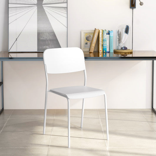 Modern Dining Chairs Set of 4 with Tilted Backrest and Sturdy Metal Legs-White