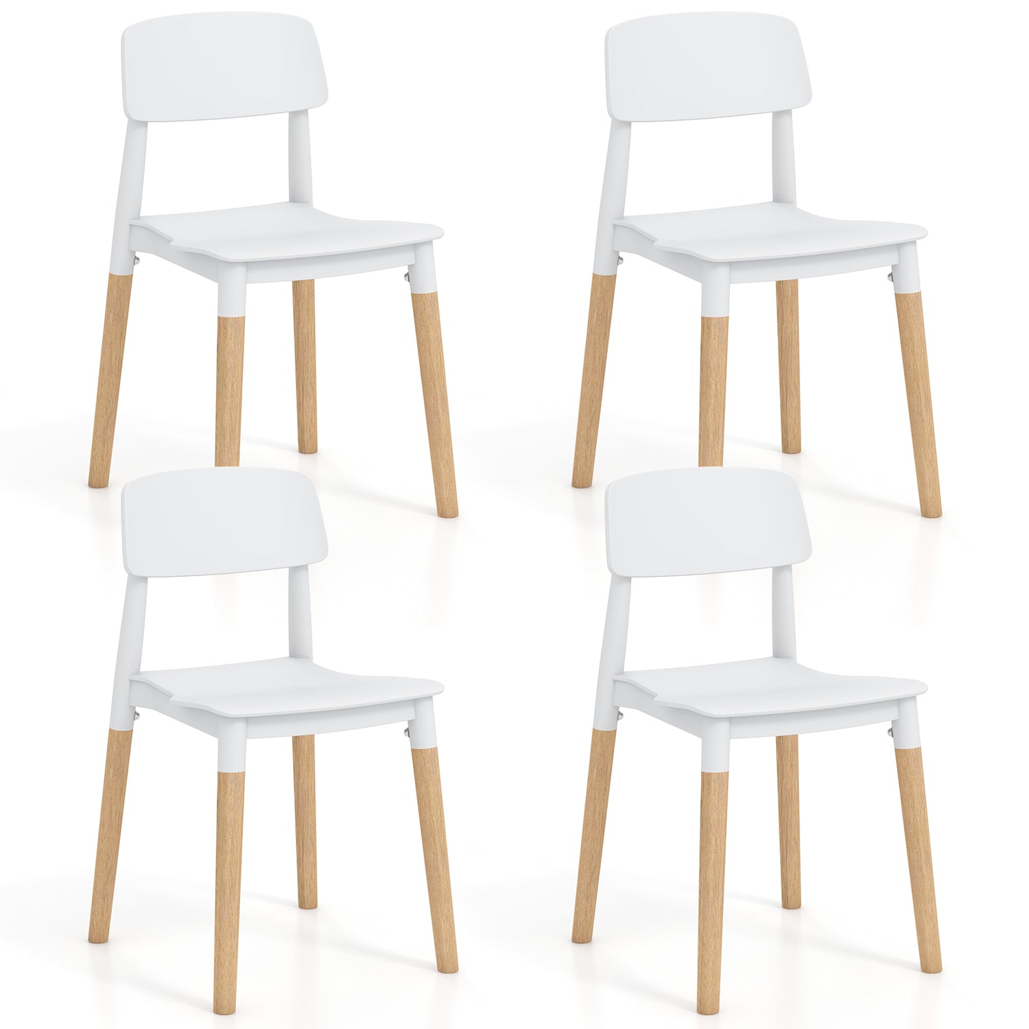 Modern Dining Side Chairs Set of 4 with Ergonomic Backrest for Dining Room-White