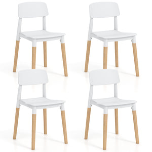 Modern Dining Side Chairs Set of 4 with Ergonomic Backrest for Dining Room-White